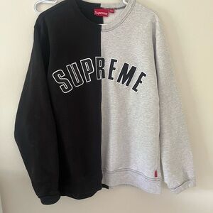 Supreme Two-Tone Black and Gray Crewneck Sweater